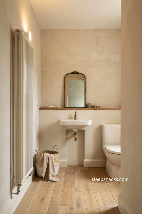 downstairs toilet ideas with a slim vertical radiator 