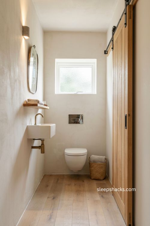 downstairs toilet ideas with a space saving sliding door 