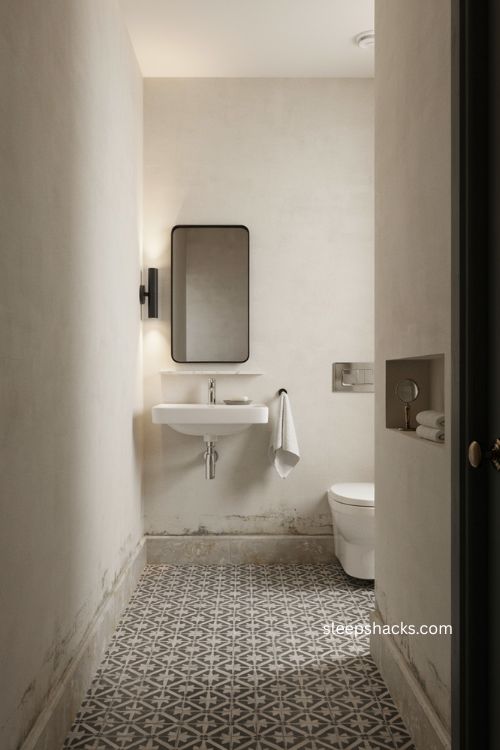 downstairs toilet ideas with a timeless black and white monochrome scheme 