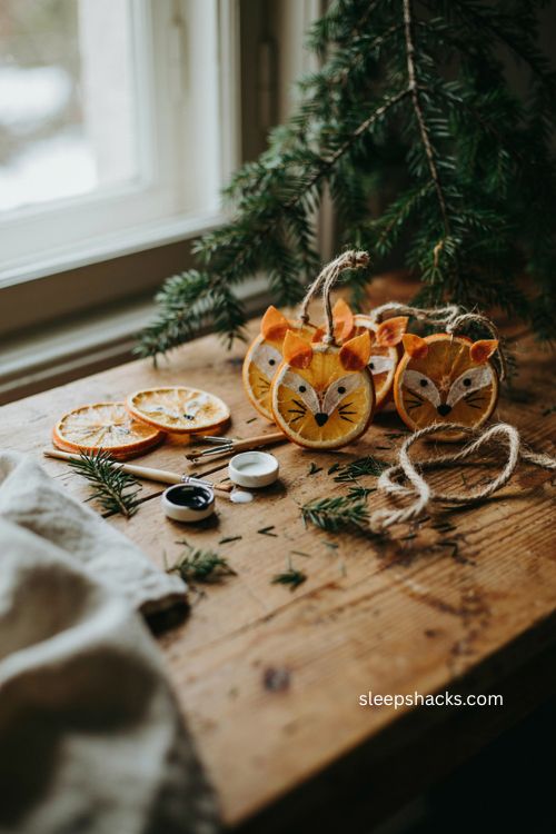 dried orange slice fox ornaments woodland christmas diy nature inspired tree decor 