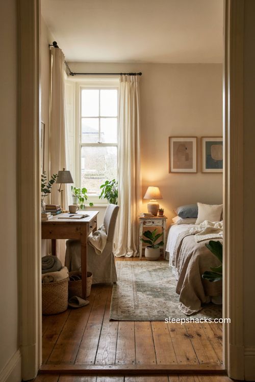 guest room office ideas with cozy desk and welcoming guest bed 