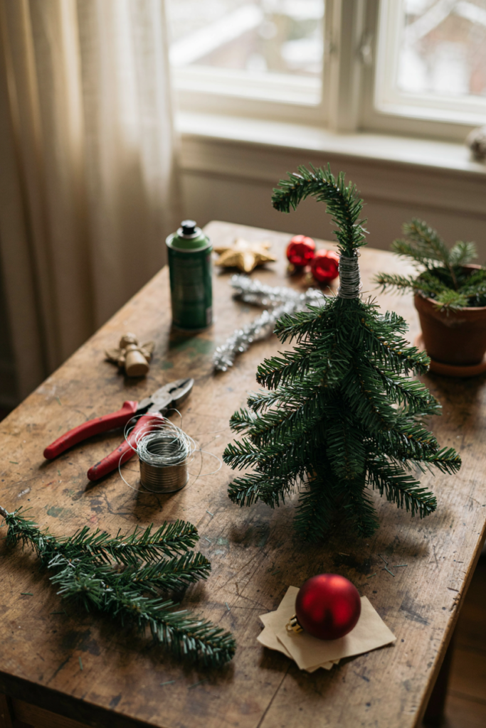 Reused old artificial tree diy grinch christmas tree 
