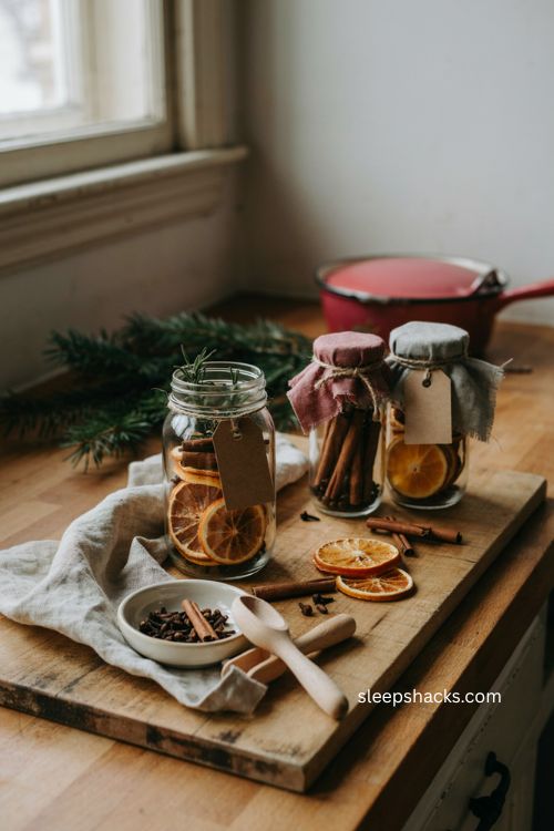 homemade simmer pot diy christmas gift with dried oranges cinnamon cloves and rosemary