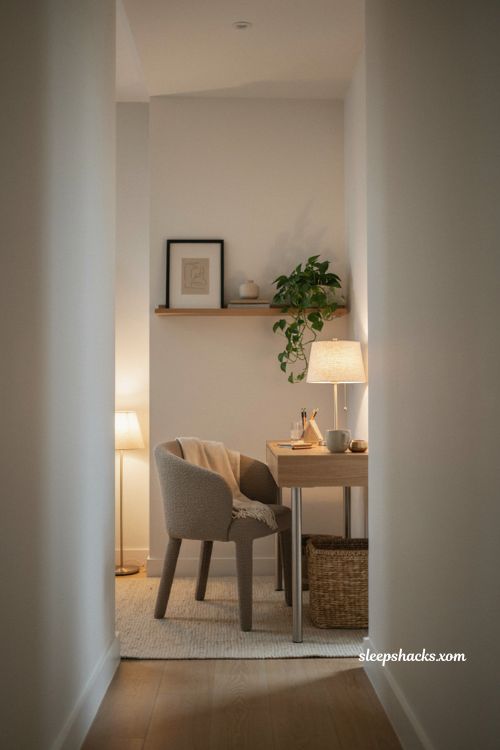metallic glossy accents for a brighter windowless office 