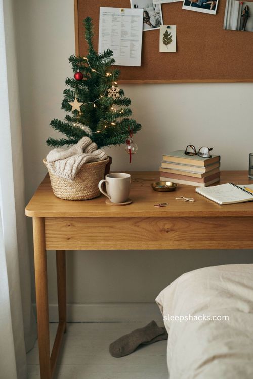 mini christmas tree ideas for a cozy dorm room desk 