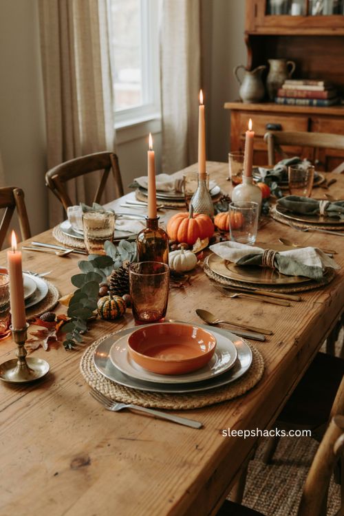 mix and match dollar tree thanksgiving table setting with sunflower placemats chrome plates and stoneware 