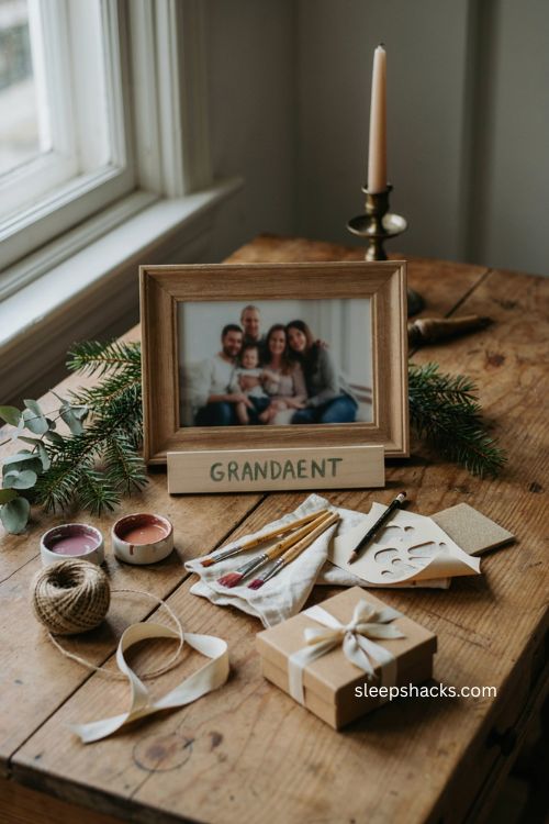 personalized photo frame diy christmas gift with rustic wood and handmade family keepsake