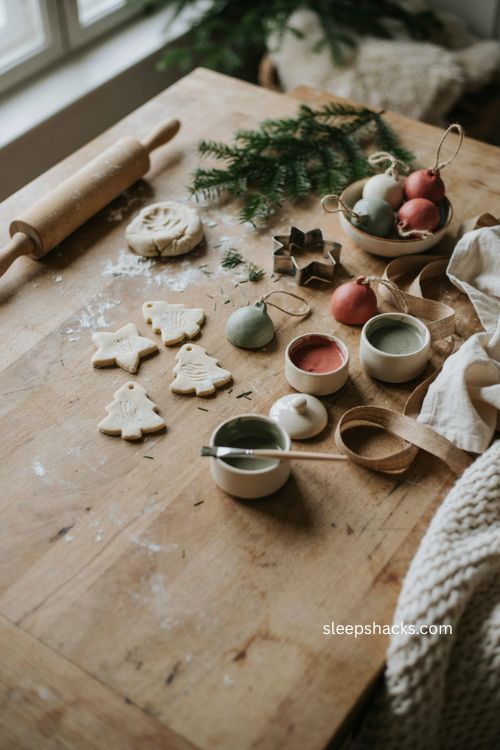 salt dough christmas ornaments for toddlers with cookie cutters ribbon and handmade painted keepsakes 