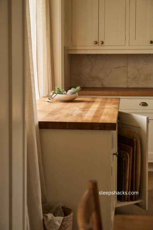  clean Christmas kitchen island with simple farmhouse holiday decor 