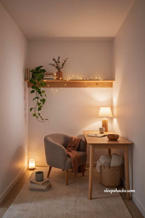 warm accent lighting ideas for a cozy windowless office 