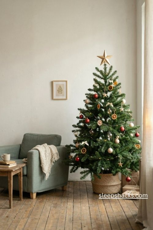 4ft christmas tree decorating ideas with small ornaments and cozy vintage holiday decor