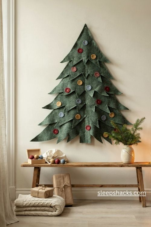 Advent calendar felt Christmas tree with 24 colorful removable ornaments for kids