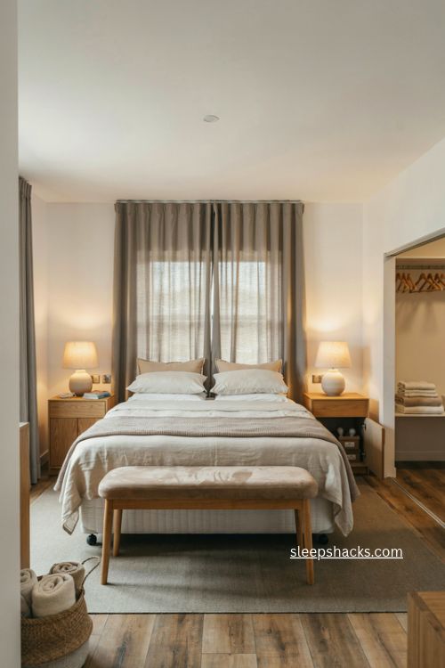 Airbnb guest bedroom walkthrough with practical storage comfortable bed and thoughtful amenities