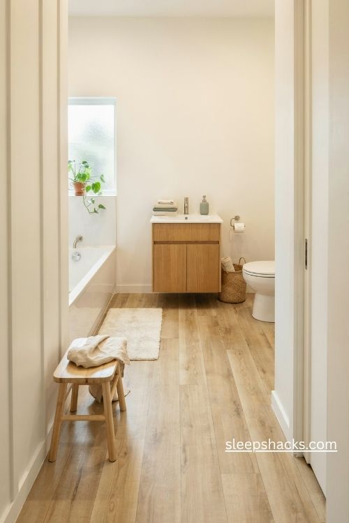 Bathroom flooring ideas with affordable pale oak luxury vinyl planks 