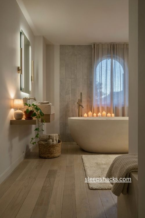 Bloxburg bathroom lighting ideas with layered lamps sconces and candles