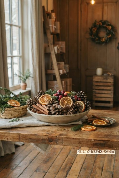 Christmas boutique scented pine and orange bowl with cinnamon and cranberries