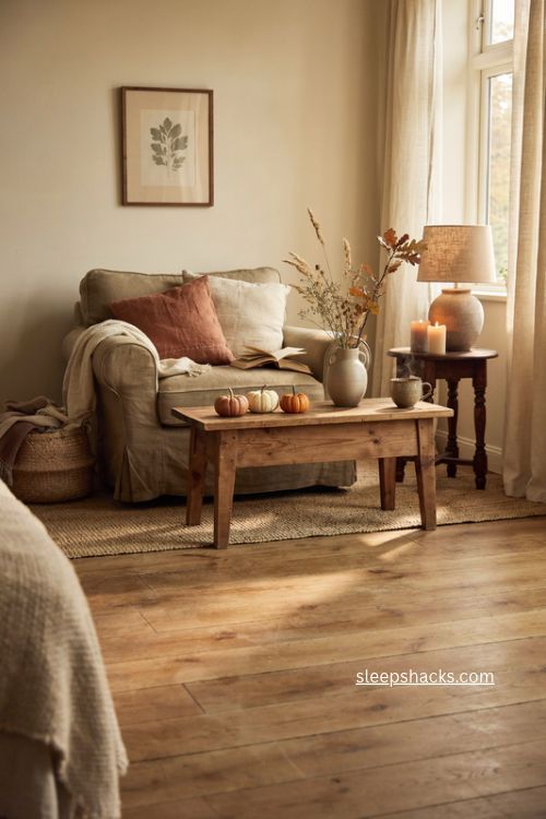 Cozy fall living room decor ideas with warm textures natural accents and soft autumn colors