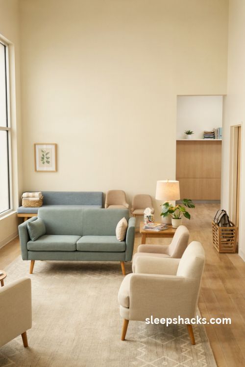 Cozy school office visitor seating area with upholstered armchairs and a welcoming waiting corner