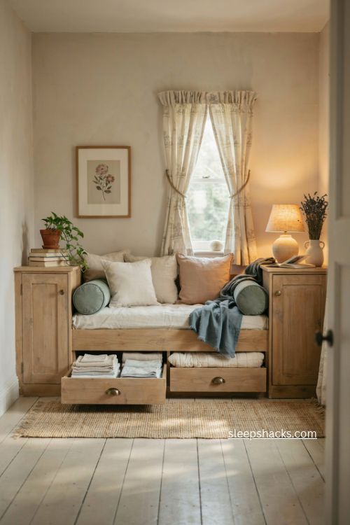 Daybed with built in storage ideas for small guest rooms and dens