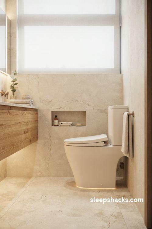 Dream bathroom luxury with a smart toilet heated bidet seat and modern spa decor