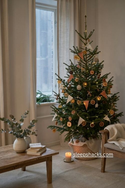 Dried orange slice garland Nordic Christmas tree paper bunting decor