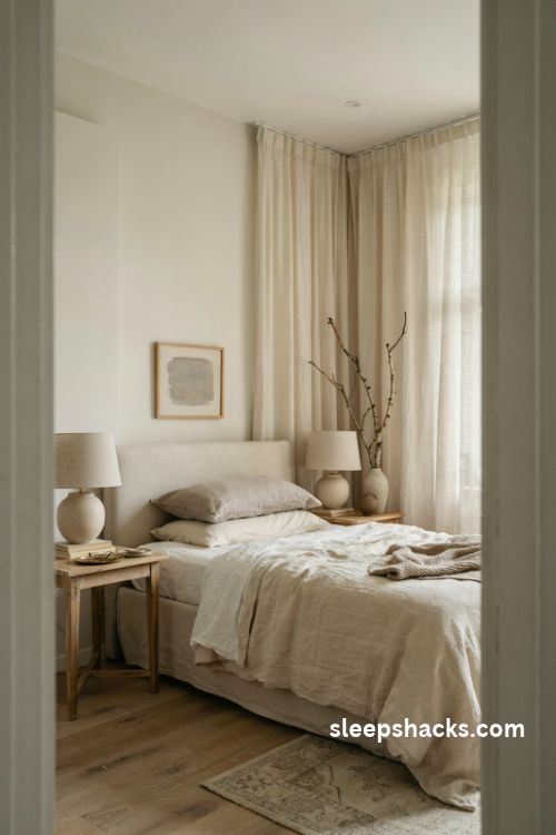 Elegant bedroom ideas with neutral linen bedding and timeless decor
