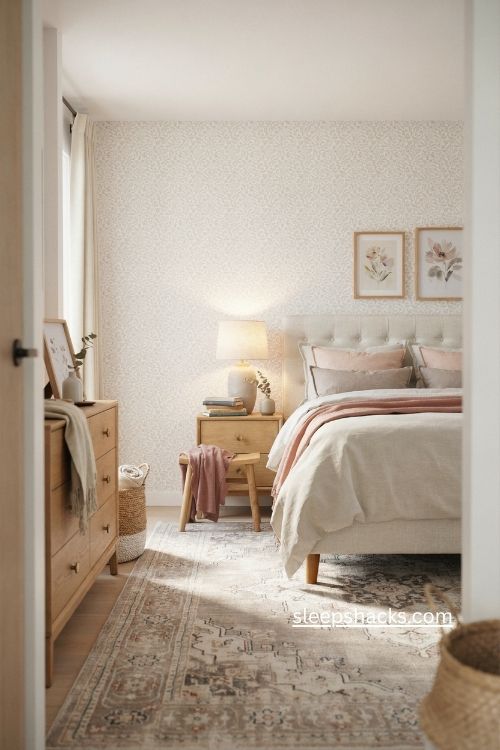 Girl bedroom ideas with timeless furniture neutral bedding and soft pink decor