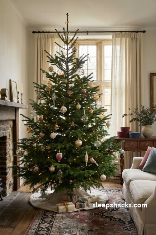 Hand blown glass heirloom christmas tree ornaments with delicate painted details and timeless vintage decor