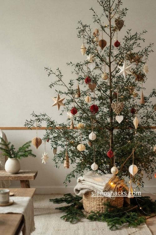 Handmade paper ornaments Nordic Christmas tree Scandinavian decor