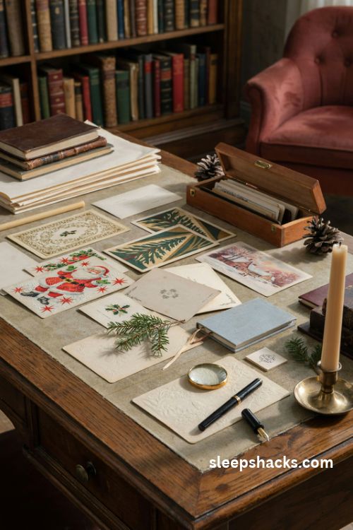 How to identify vintage Christmas cards by Victorian embossed borders mid century Santa illustrations and antique paper details