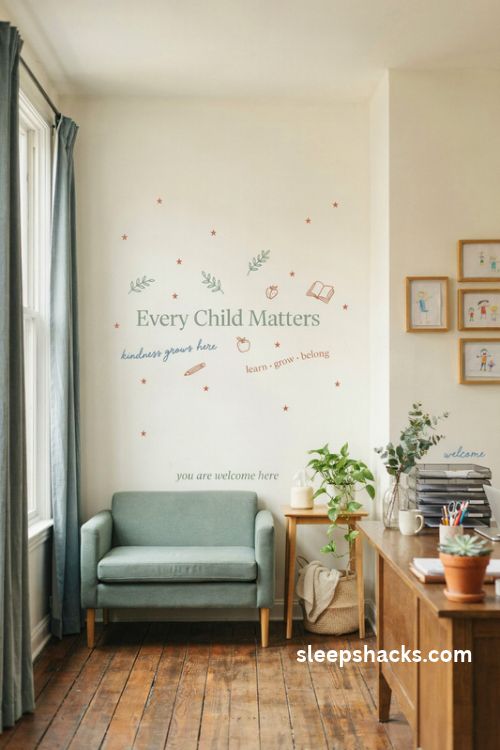 Inspirational quote wall decals for a warm and welcoming school office decor