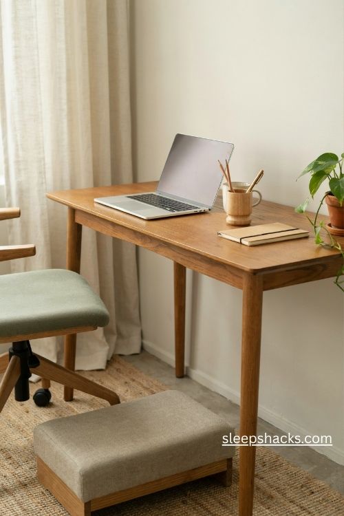 Office table height setup with an adjustable chair and simple diy footrest 