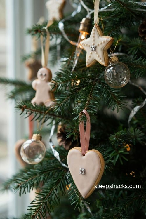 Pink-iced sugar cookie ornaments