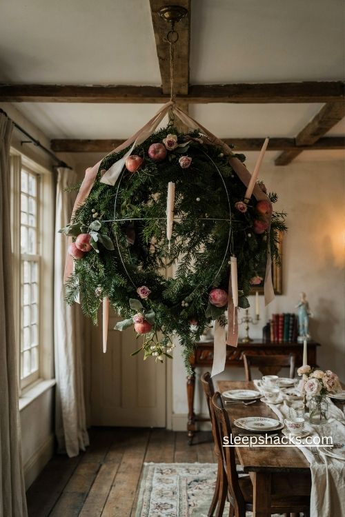 Pink victorian christmas kissing bough