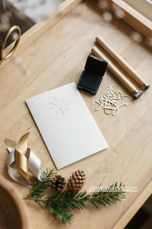 Sentiment ready die cut Christmas card with elegant handmade details
