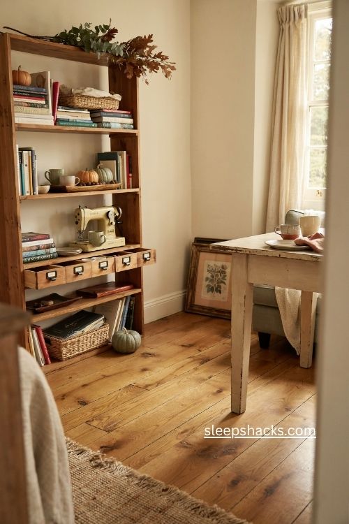 Shop your own home fall cottage decor with vintage baskets pumpkins and thrifted pieces
