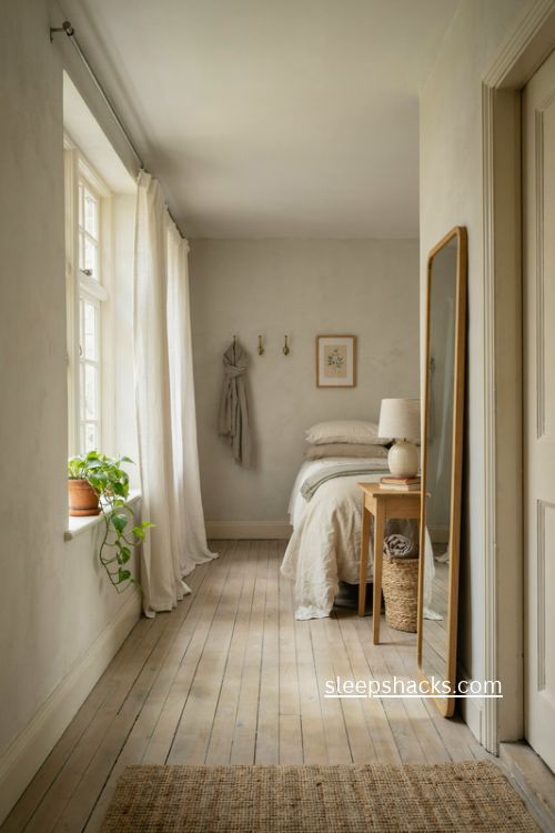 Single bedroom ideas with large mirror across from window for a brighter space