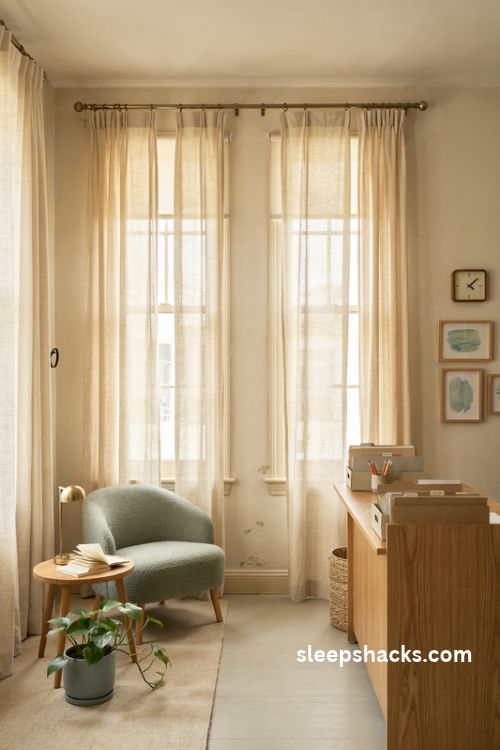 Soft curtains and window treatments for a warm and welcoming school office