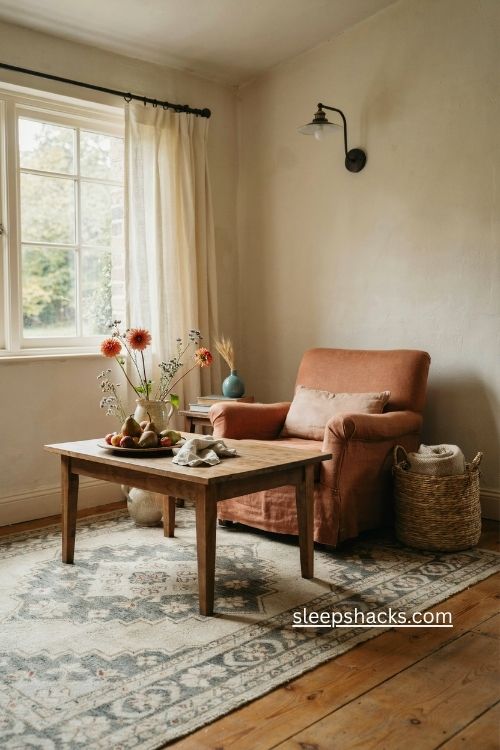 Soft fall cottage color palette with cream wood rose and muted autumn accents