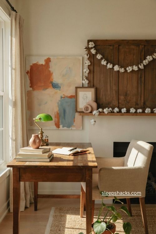 Statement art ideas for a cozy inspiring home office wall