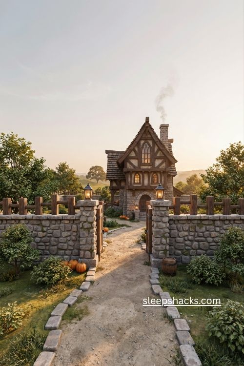 Stone wall with fence on top Minecraft estate ideas