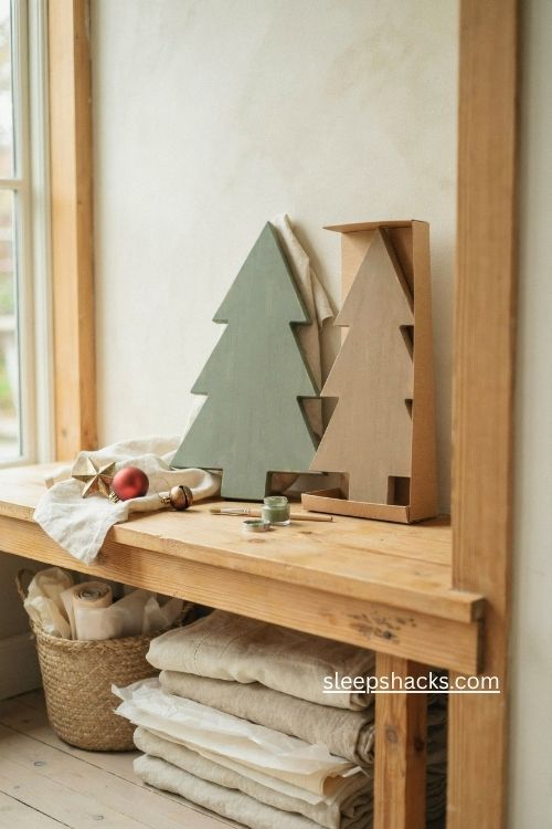 Storing handmade wooden Christmas trees for next year