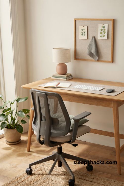 Study desk with a comfortable ergonomic chair and lumbar support
