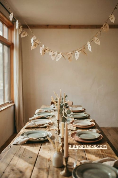 Thanksgiving memory garland with paper leaves and jute cord