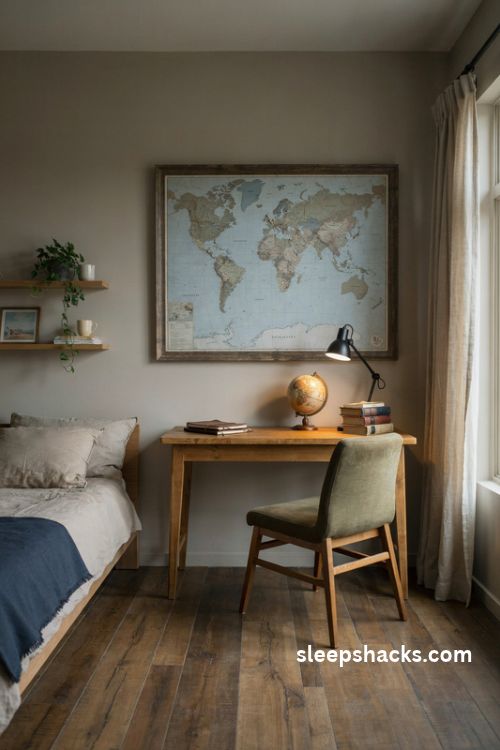 Travel map wall ideas for older boys bedrooms