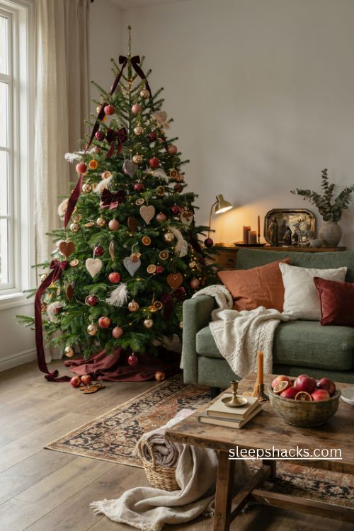 Trendy christmas decor ideas with colorful ornaments velvet bows and cozy vintage holiday accents
