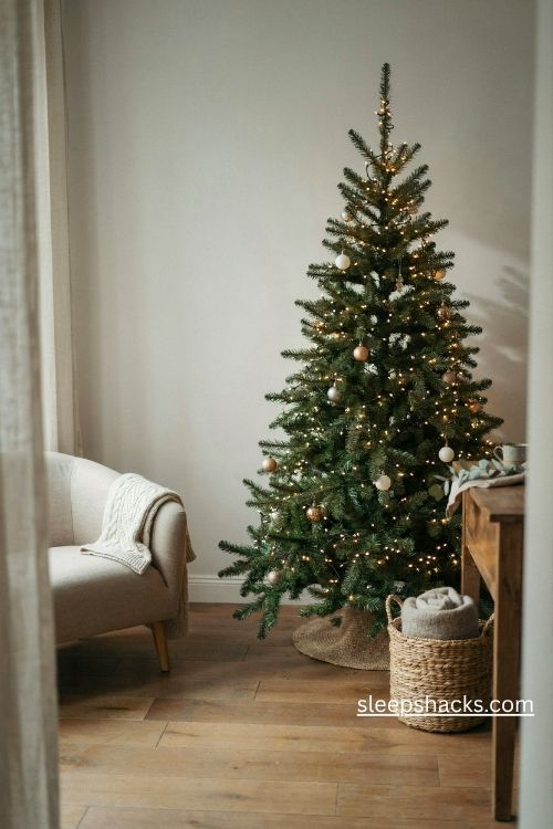 Warm white lights for a cozy 4ft christmas tree decorating idea