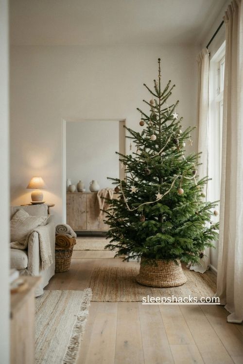 Woven tree collar Nordic Christmas tree natural Scandinavian decor 