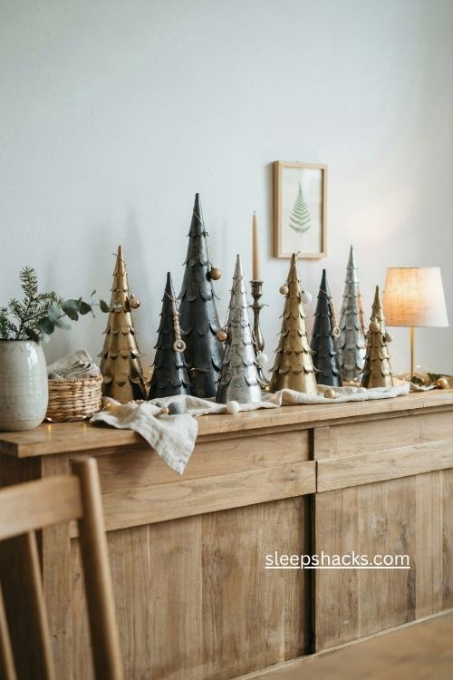 Zinc brass metal tabletop Christmas trees Nordic sideboard decor 