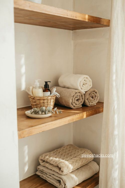 a towels and toiletries station 